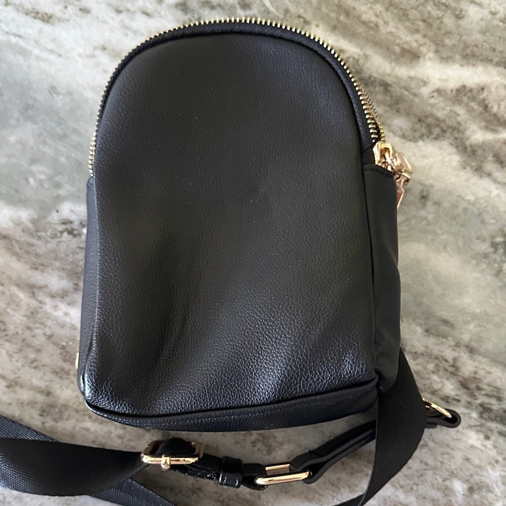 Madison West Black Crossbody Bag with Gold Accents